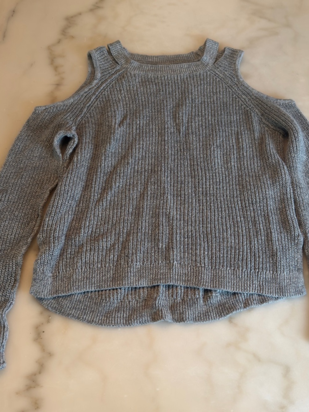 Cold-Shoulder Knit Sweater in Heather Gray